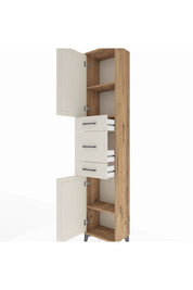 Arges Dolap 3 Raflı 3 Çekmeceli 2 Kapaklı 44x30x221 Çam-Aytaşı