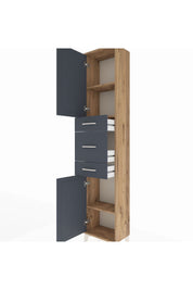 Arges Dolap 3 Raflı 3 Çekmeceli 2 Kapaklı 44x30x221 Çam-Antrasit