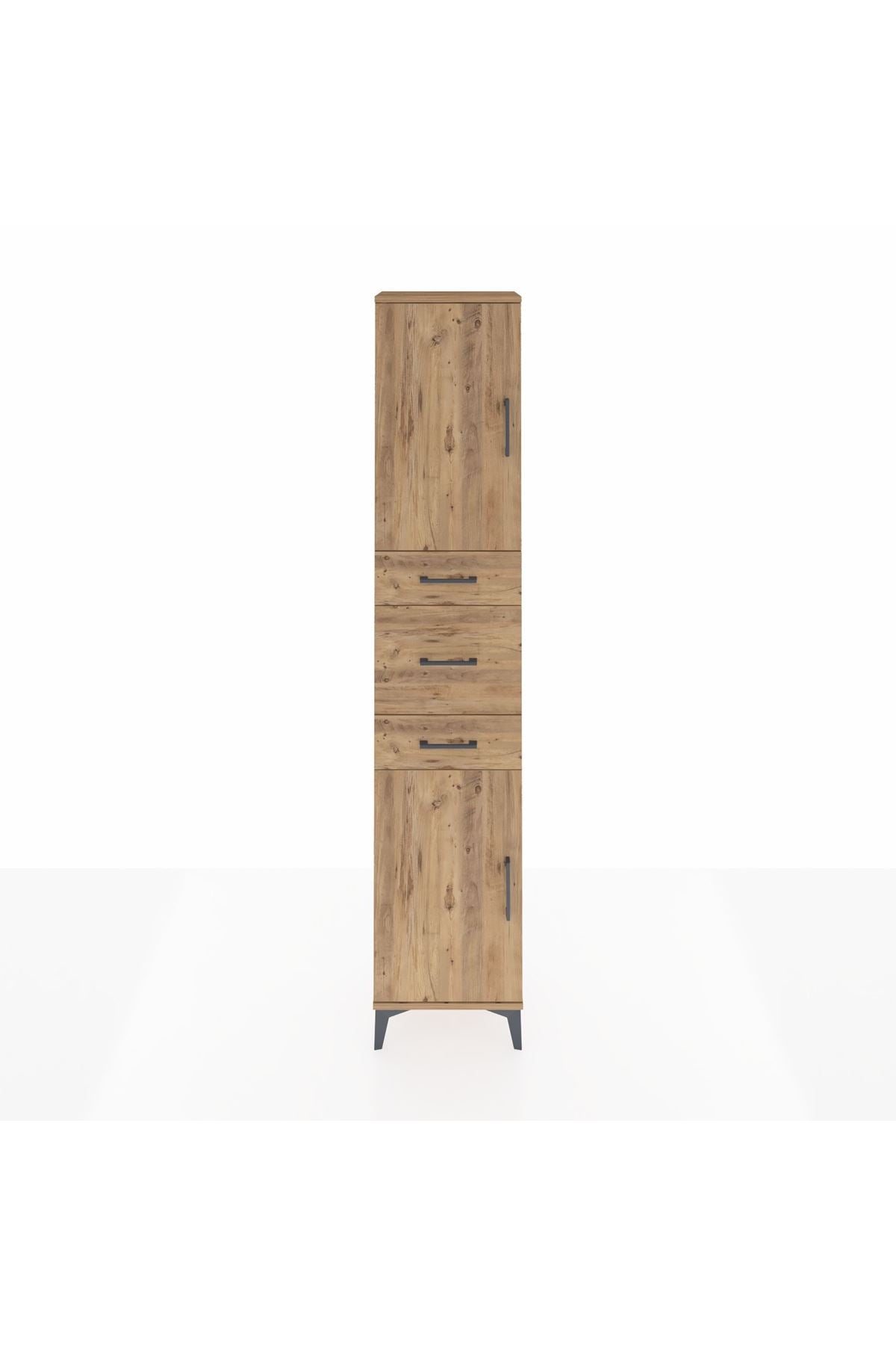 Arges Dolap 3 Raflı 3 Çekmeceli 2 Kapaklı 44x30x221 Çam-Çam