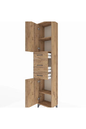 Arges Dolap 3 Raflı 3 Çekmeceli 2 Kapaklı 44x30x221 Çam-Çam