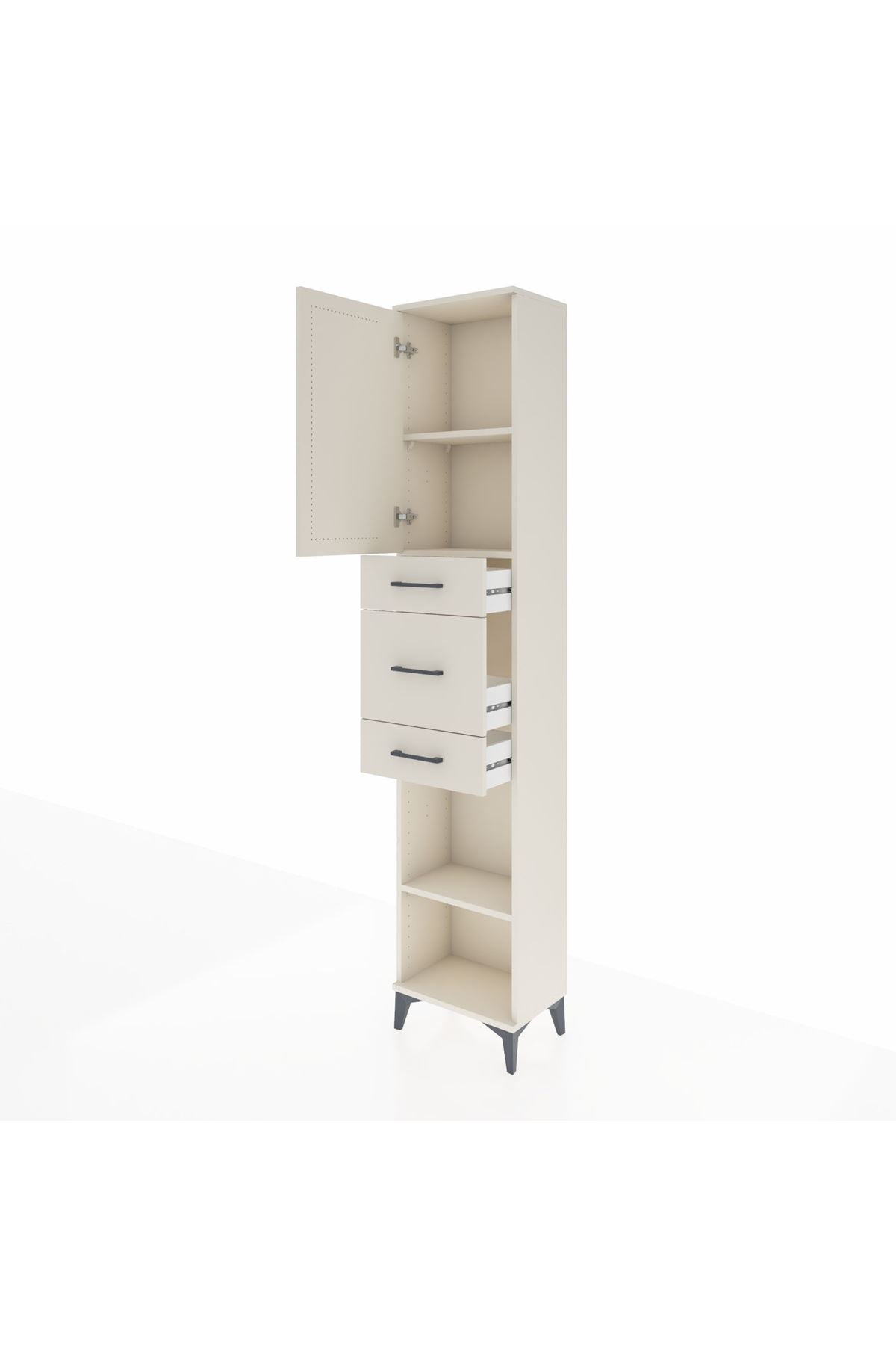 Arges Dolap 3 Raflı 3 Çekmeceli Tek Kapaklı 44x30x221 Aytaşı-Aytaşı