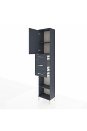 Arges Dolap 3 Raflı 3 Çekmeceli Tek Kapaklı 44x30x221 Antrasit-Antrasit