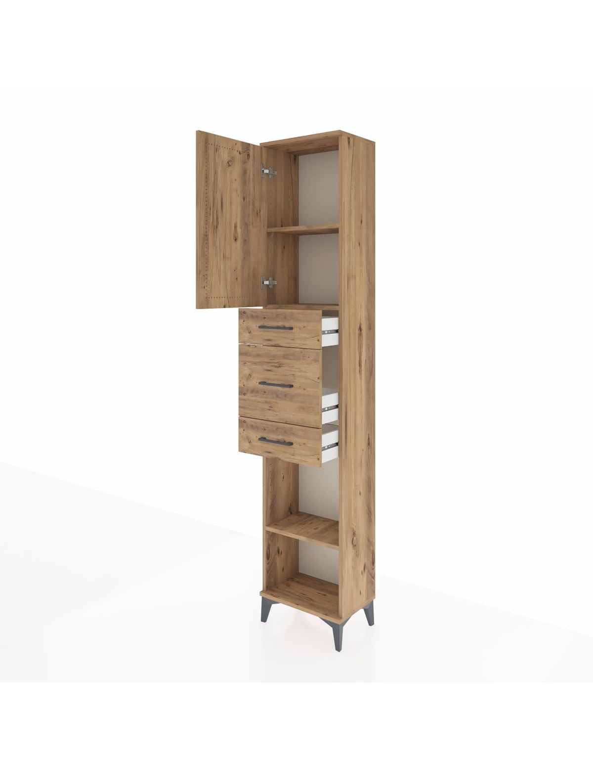 Arges Dolap 3 Raflı 3 Çekmeceli Tek Kapaklı 44x30x221 - S28M222V9A