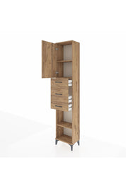 Arges Dolap 3 Raflı 3 Çekmeceli Tek Kapaklı 44x30x221 Çam-Çam