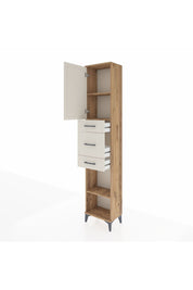 Arges Dolap 3 Raflı 3 Çekmeceli Tek Kapaklı 44x30x221 Çam-Aytaşı