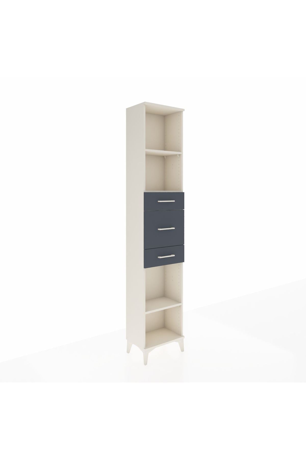 Arges Dolap 3 Raflı 3 Çekmeceli 44x30x221 Aytaşı-Antrasit