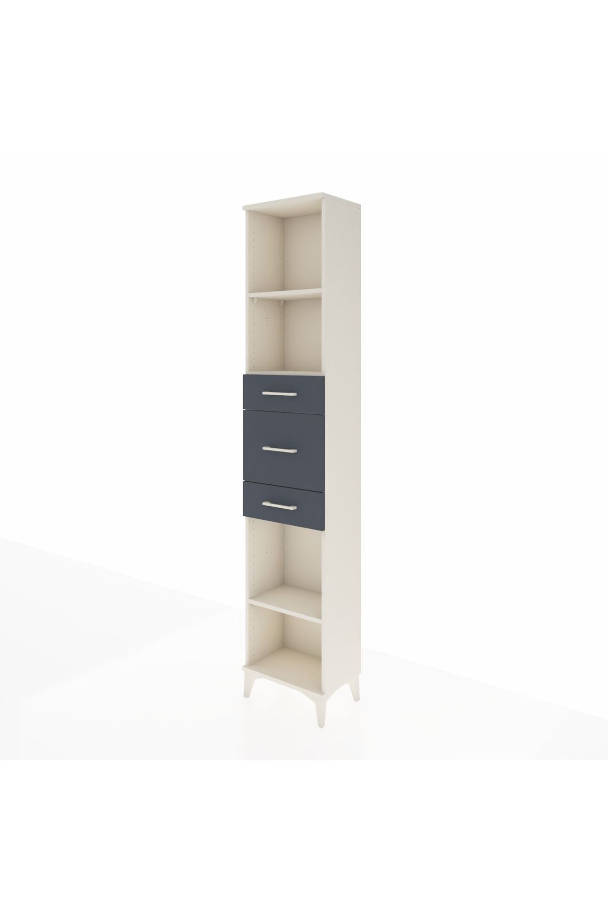 Arges Dolap 3 Raflı 3 Çekmeceli 44x30x221 Aytaşı-Antrasit