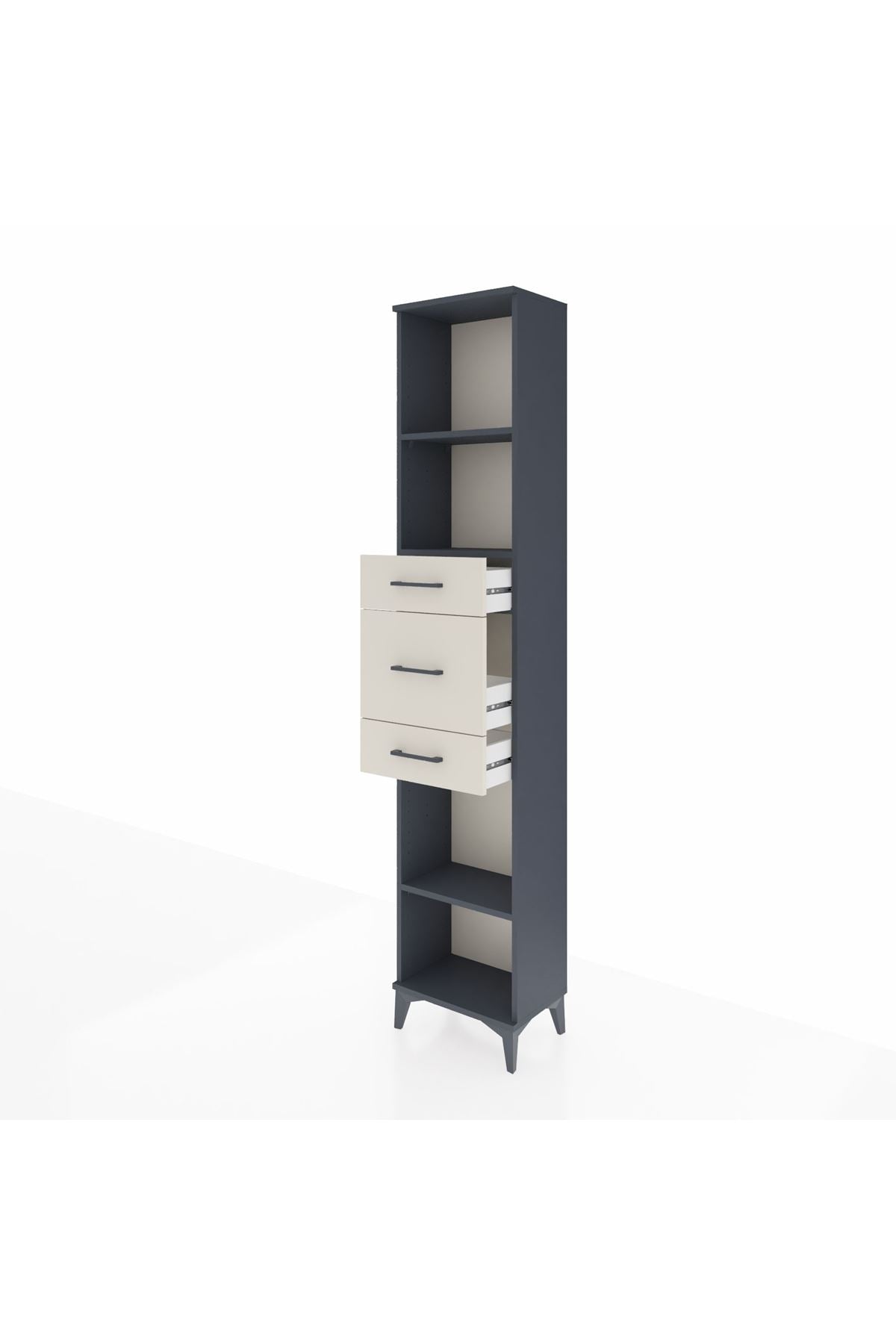 Arges Dolap 3 Raflı 3 Çekmeceli 44x30x221 Antrasit-Aytaşı