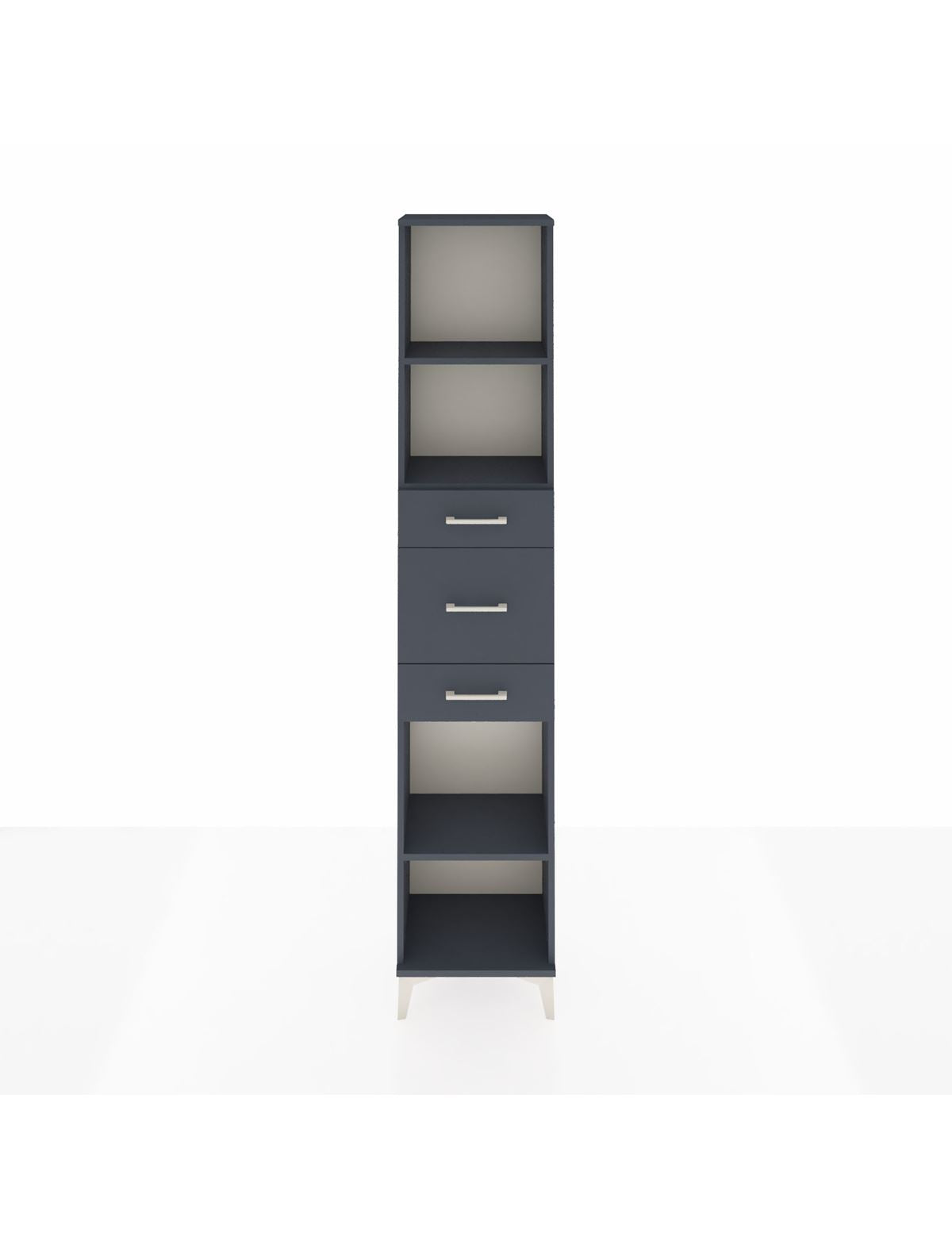 Arges Dolap 3 Raflı 3 Çekmeceli 44x30x221 Antrasit-Antrasit