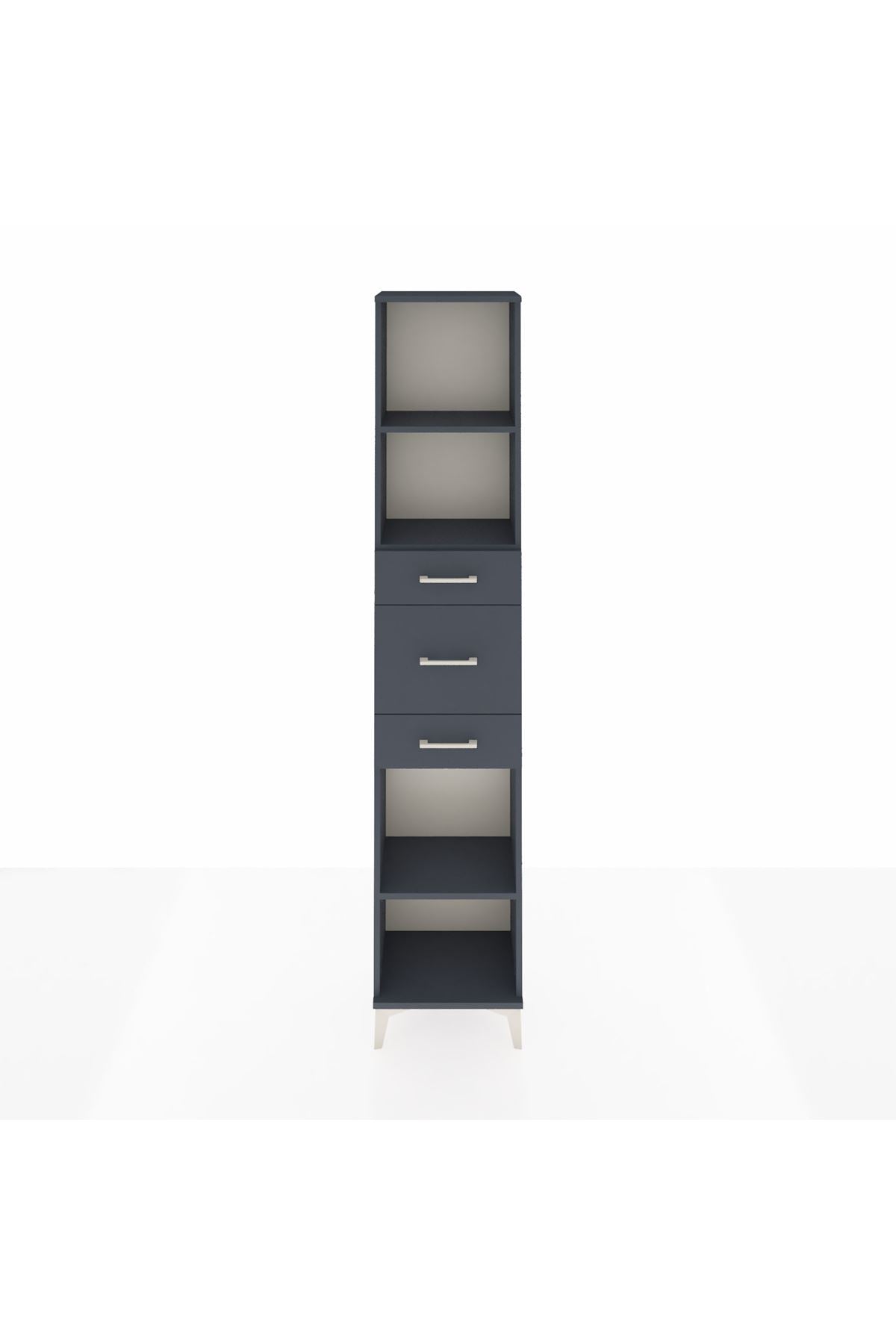 Arges Dolap 3 Raflı 3 Çekmeceli 44x30x221 Antrasit-Antrasit