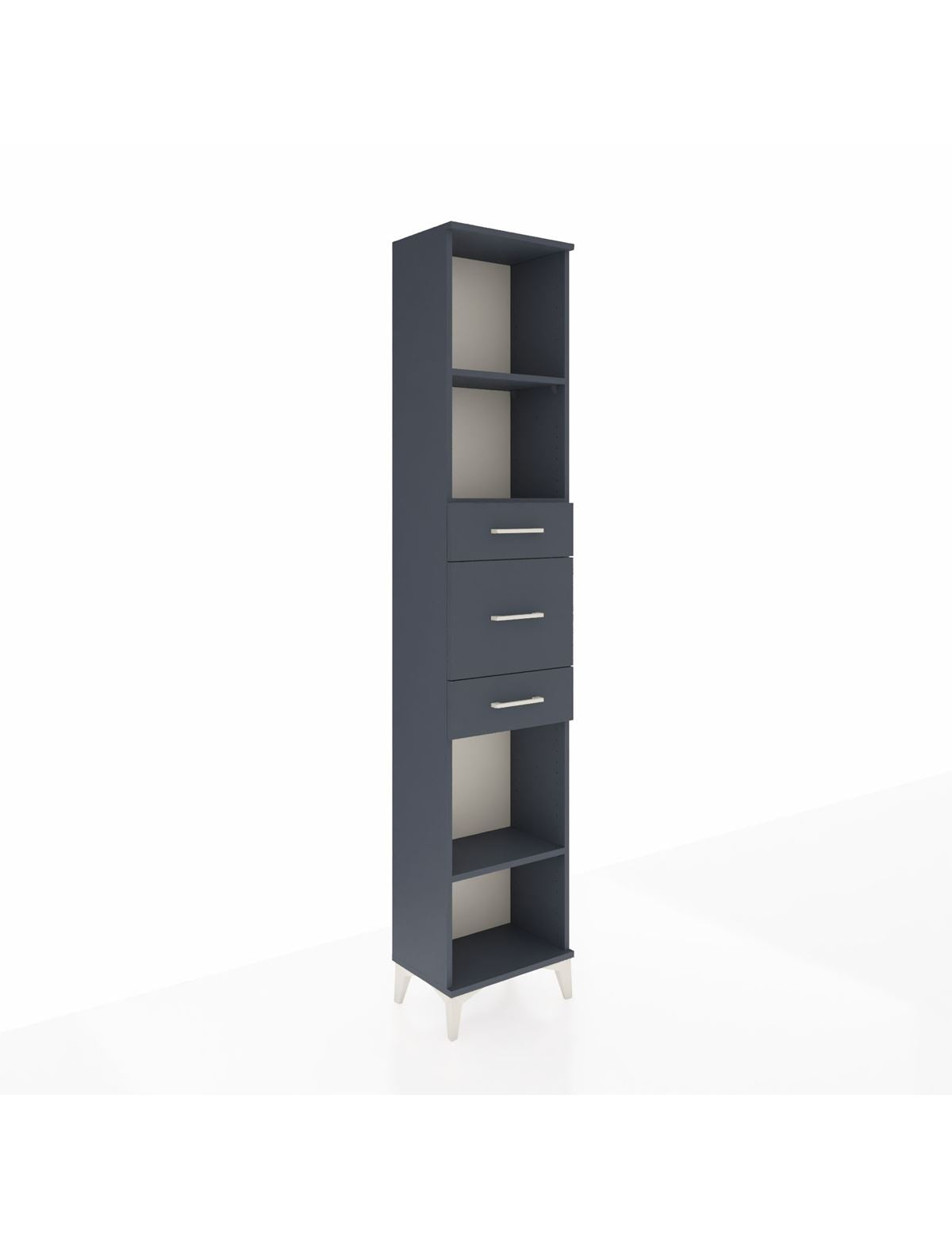 Arges Dolap 3 Raflı 3 Çekmeceli 44x30x221 Antrasit-Antrasit