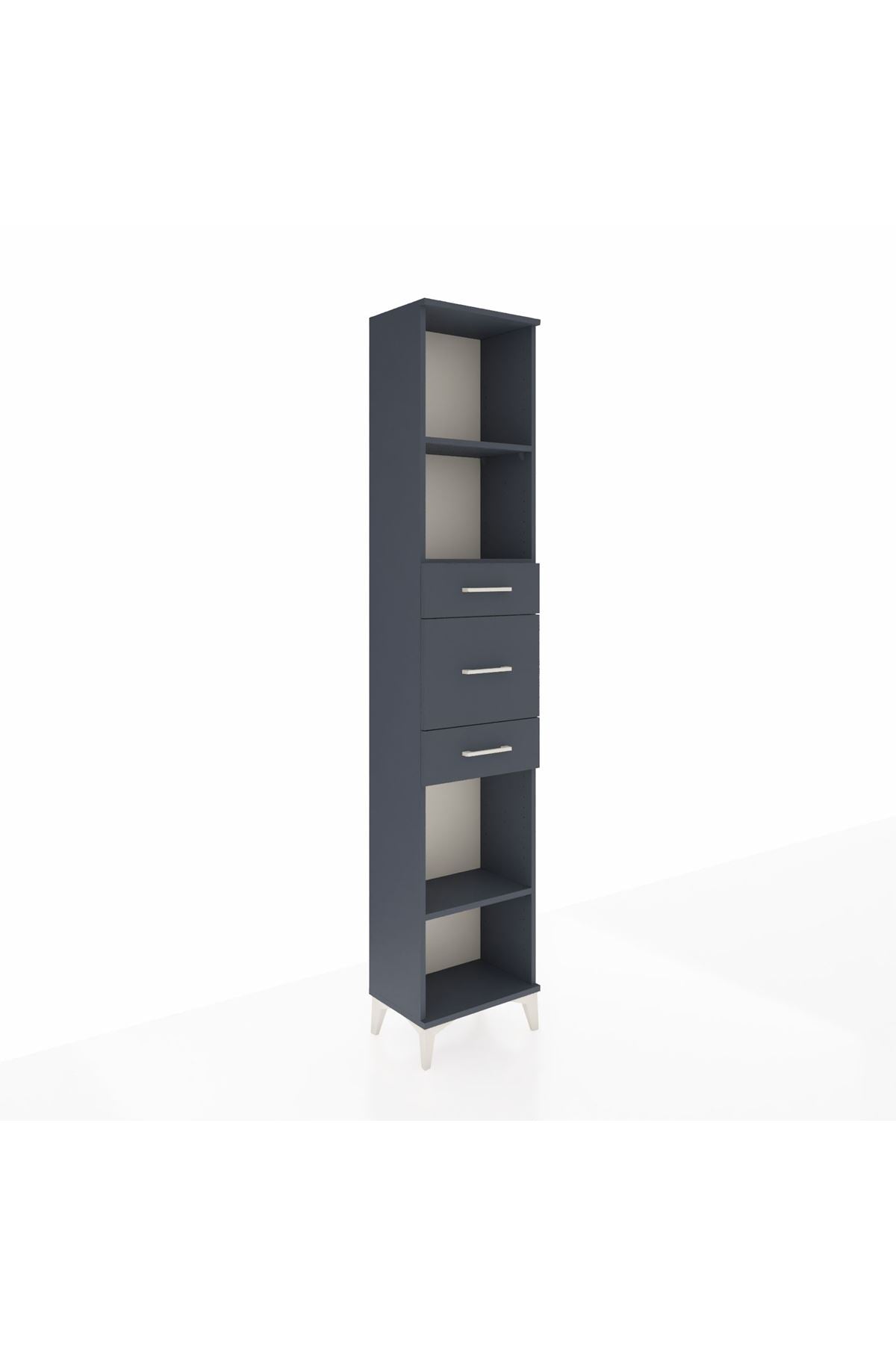 Arges Dolap 3 Raflı 3 Çekmeceli 44x30x221 Antrasit-Antrasit