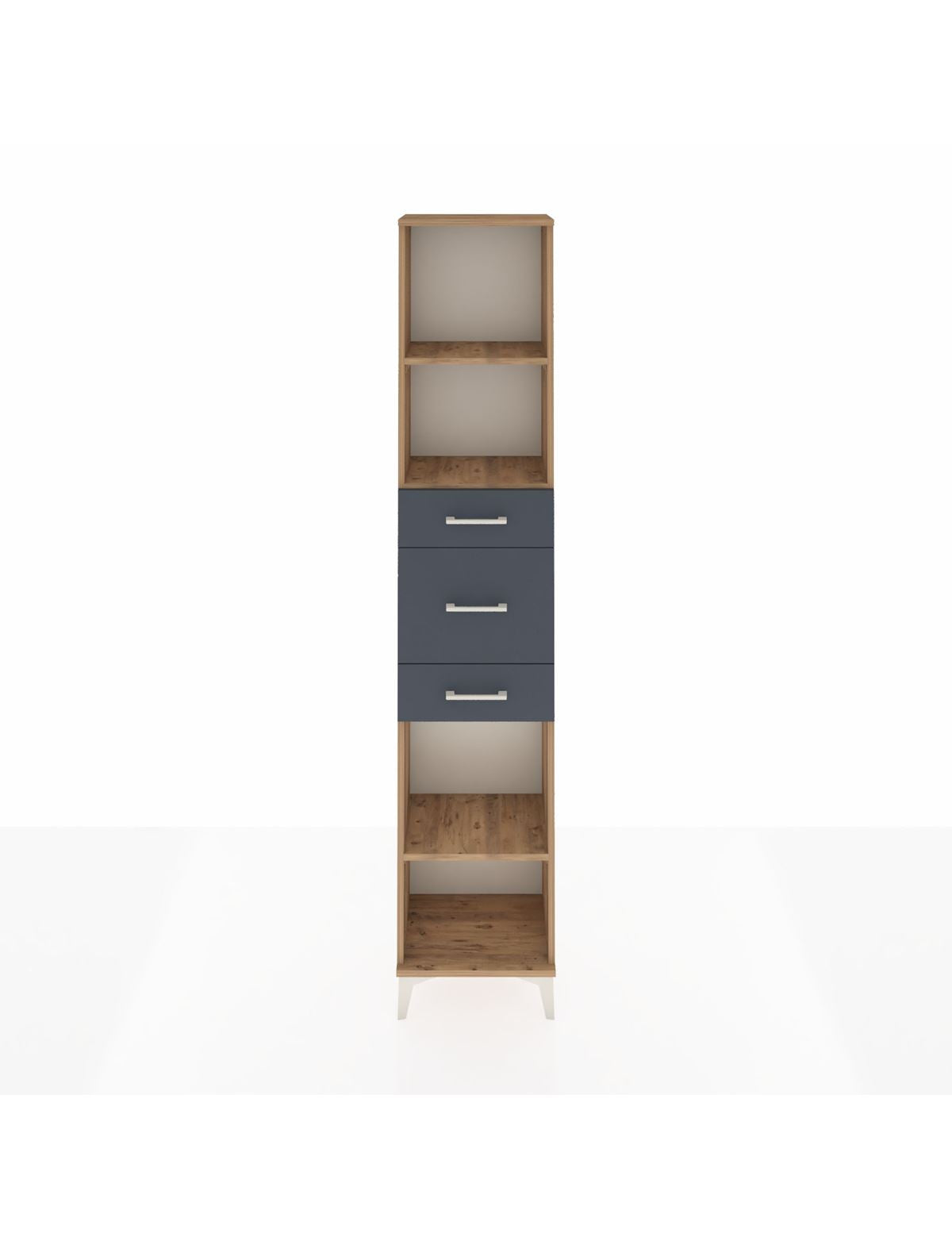 Arges Dolap 3 Raflı 3 Çekmeceli 44x30x221 Çam-Antrasit