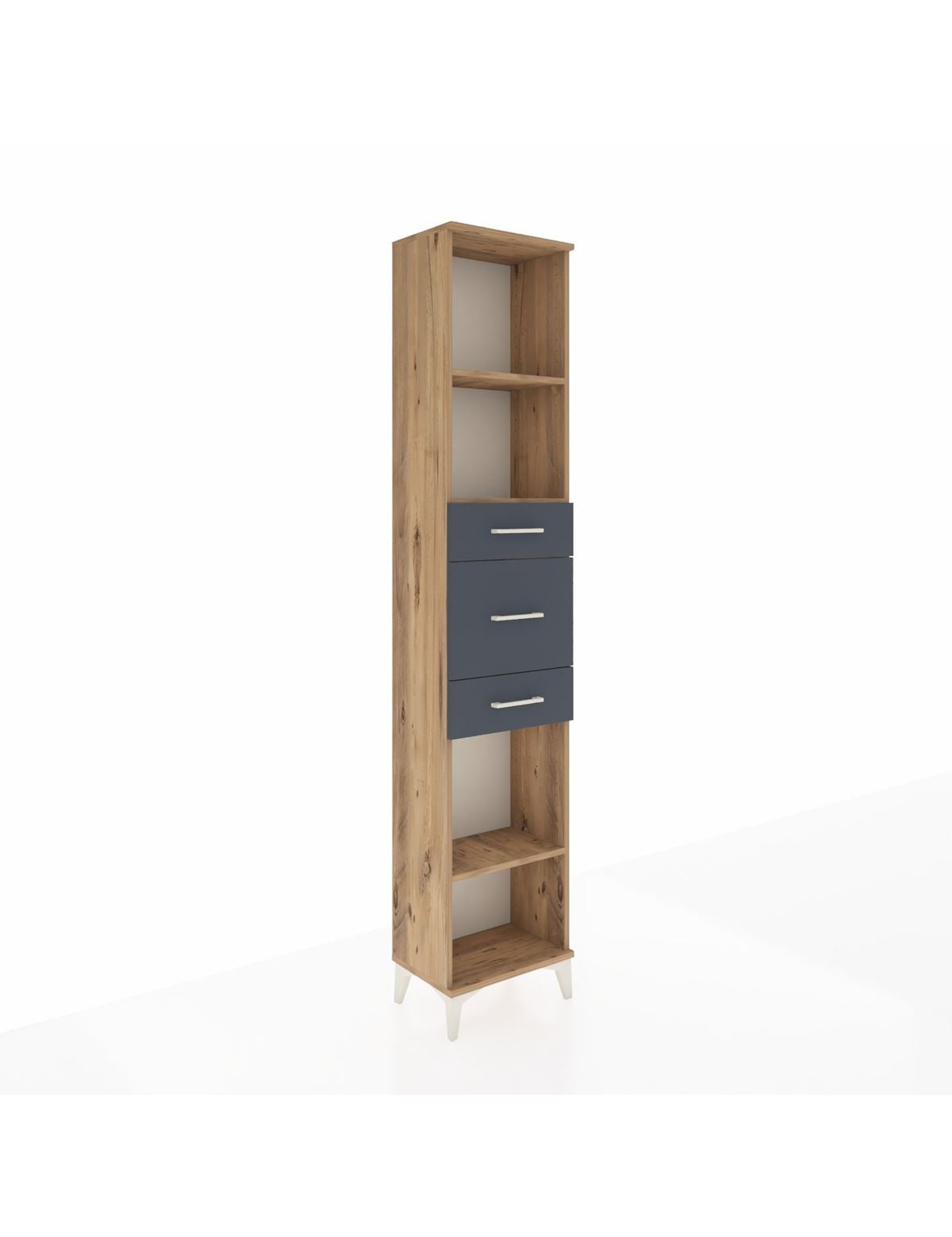 Arges Dolap 3 Raflı 3 Çekmeceli 44x30x221 Çam-Antrasit