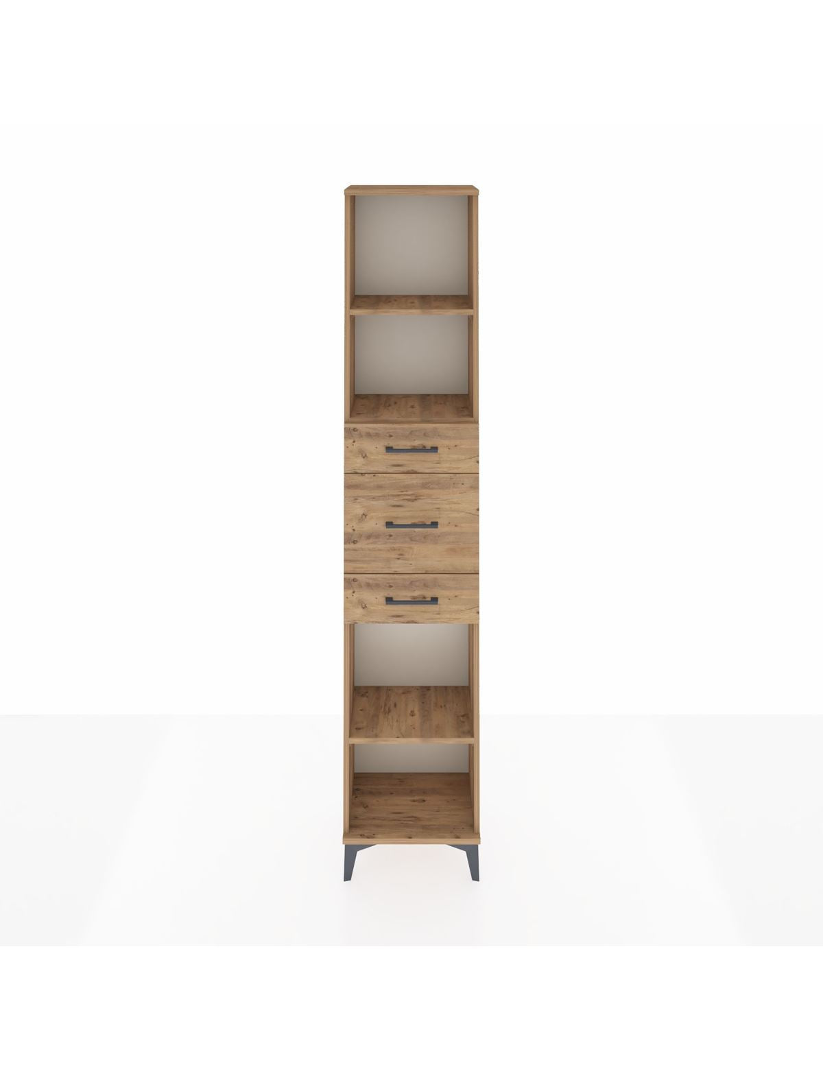 Arges Dolap 3 Raflı 3 Çekmeceli 44x30x221 Çam-Çam