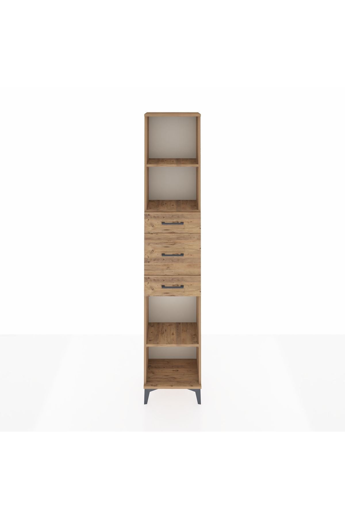 Arges Dolap 3 Raflı 3 Çekmeceli 44x30x221 Çam-Çam