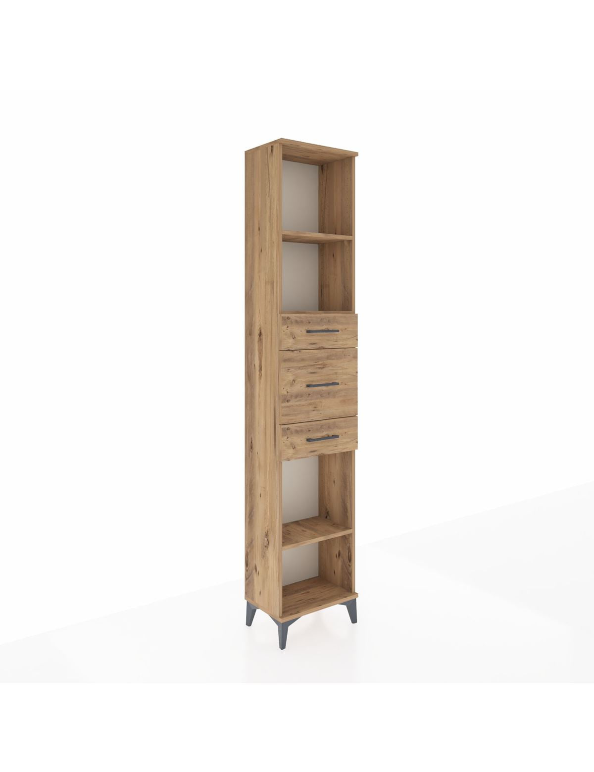 Arges Dolap 3 Raflı 3 Çekmeceli 44x30x221 Çam-Çam