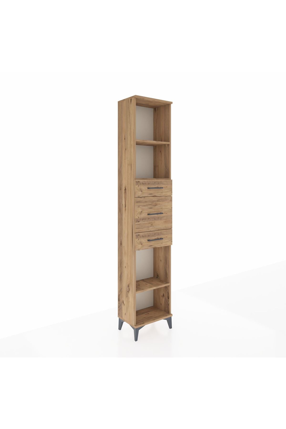 Arges Dolap 3 Raflı 3 Çekmeceli 44x30x221 Çam-Çam