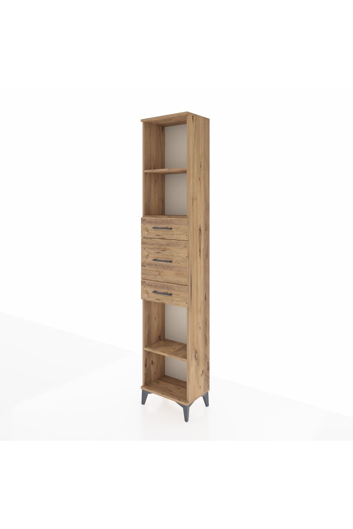 Arges Dolap 3 Raflı 3 Çekmeceli 44x30x221 Çam-Çam