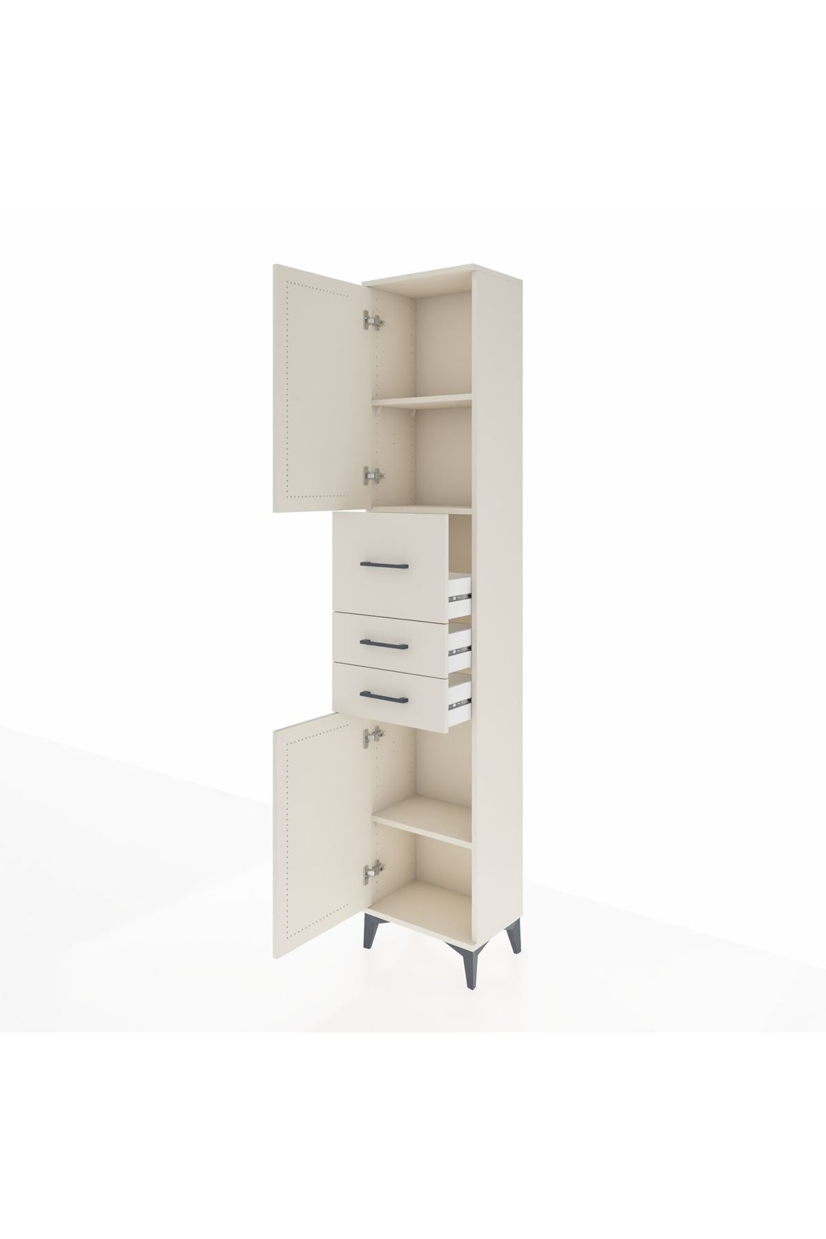 Arges Dolap 3 Raflı 3 Çekmeceli 2 Kapaklı 44x30x221 Aytaşı-Aytaşı