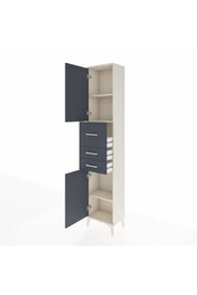 Arges Dolap 3 Raflı 3 Çekmeceli 2 Kapaklı 44x30x221 Aytaşı-Antrasit