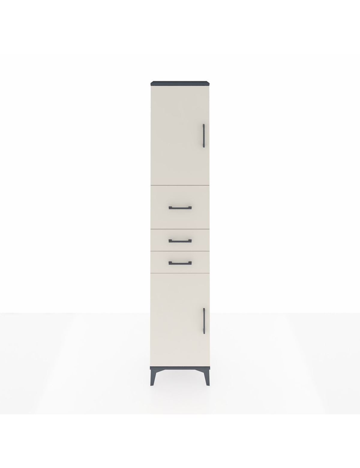 Arges Dolap 3 Raflı 3 Çekmeceli 2 Kapaklı 44x30x221 Antrasit-Aytaşı