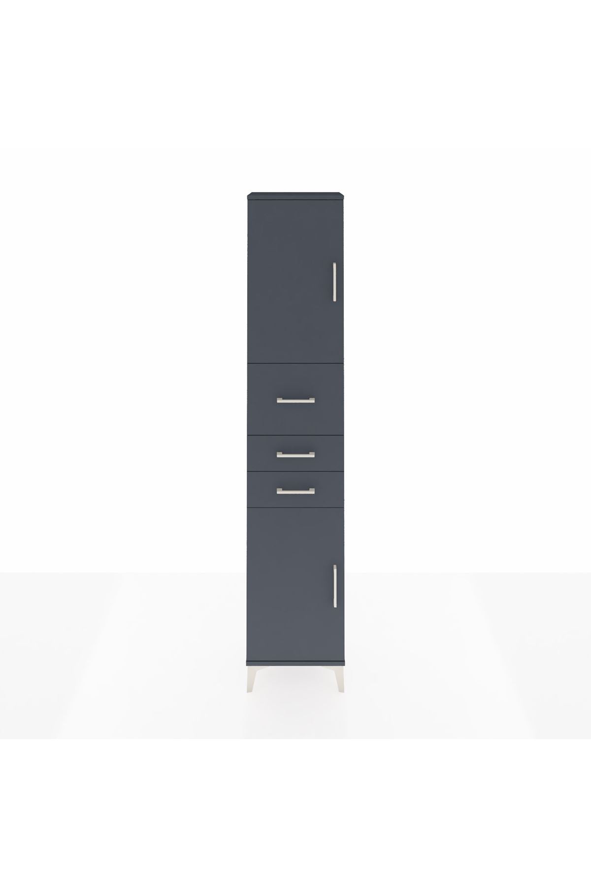 Arges Dolap 3 Raflı 3 Çekmeceli 2 Kapaklı 44x30x221 Antrasit-Antrasit