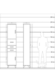 Arges Dolap 3 Raflı 3 Çekmeceli 2 Kapaklı 44x30x221 Antrasit-Aytaşı