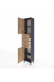 Arges Dolap 3 Raflı 3 Çekmeceli 2 Kapaklı 44x30x221 Antrasit-Çam