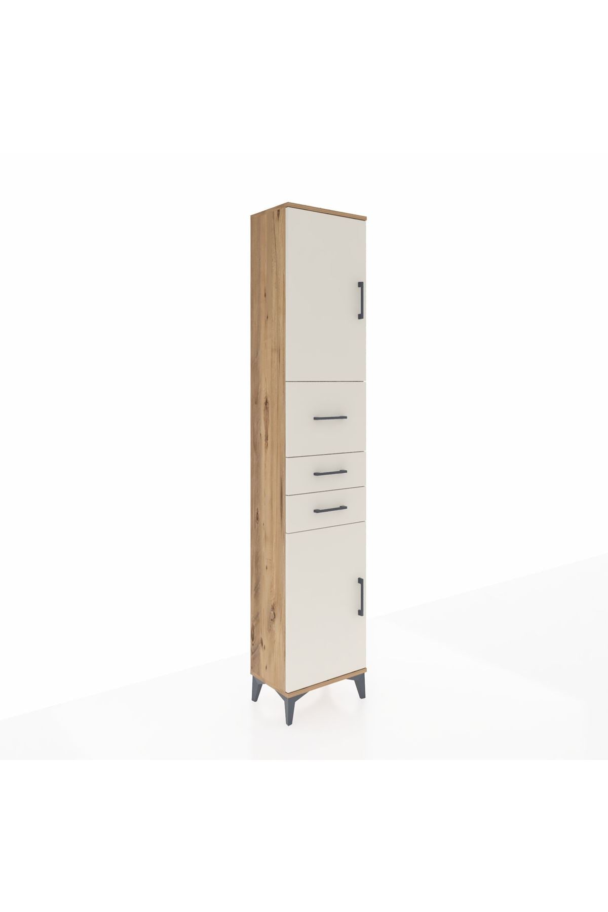 Arges Dolap 3 Raflı 3 Çekmeceli 2 Kapaklı 44x30x221 Çam-Aytaşı