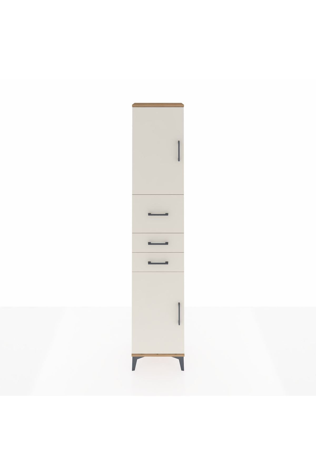 Arges Dolap 3 Raflı 3 Çekmeceli 2 Kapaklı 44x30x221 Çam-Aytaşı