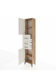 Arges Dolap 3 Raflı 3 Çekmeceli 2 Kapaklı 44x30x221 Çam-Aytaşı