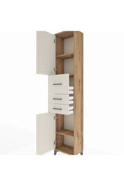 Arges Dolap 3 Raflı 3 Çekmeceli 2 Kapaklı 44x30x221 Çam-Aytaşı