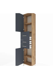 Arges Dolap 3 Raflı 3 Çekmeceli 2 Kapaklı 44x30x221 Çam-Antrasit