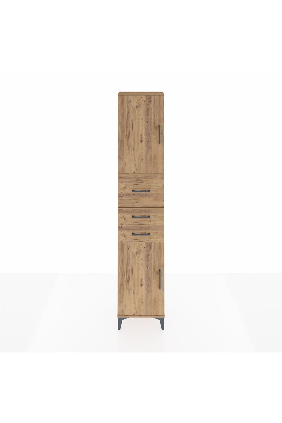 Arges Dolap 3 Raflı 3 Çekmeceli 2 Kapaklı 44x30x221 Çam-Çam