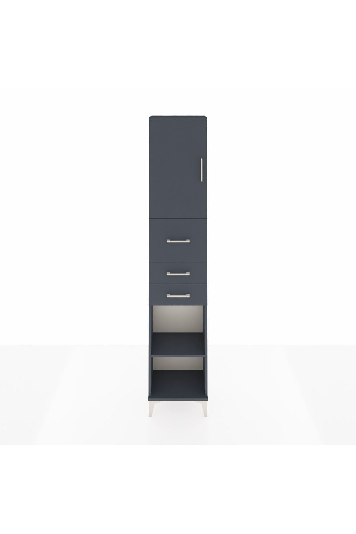 Arges Dolap 3 Raflı 3 Çekmeceli Tek Kapaklı 44x30x221 Antrasit-Antrasit