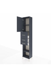 Arges Dolap 3 Raflı 3 Çekmeceli Tek Kapaklı 44x30x221 Antrasit-Antrasit