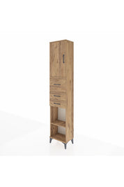 Arges Dolap 3 Raflı 3 Çekmeceli Tek Kapaklı 44x30x221 Çam-Çam