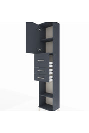 Arges Dolap 3 Raflı 3 Çekmeceli Tek Kapaklı 44x30x221 Antrasit-Antrasit