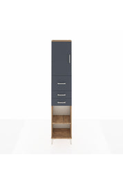 Arges Dolap 3 Raflı 3 Çekmeceli Tek Kapaklı 44x30x221 Çam-Antrasit