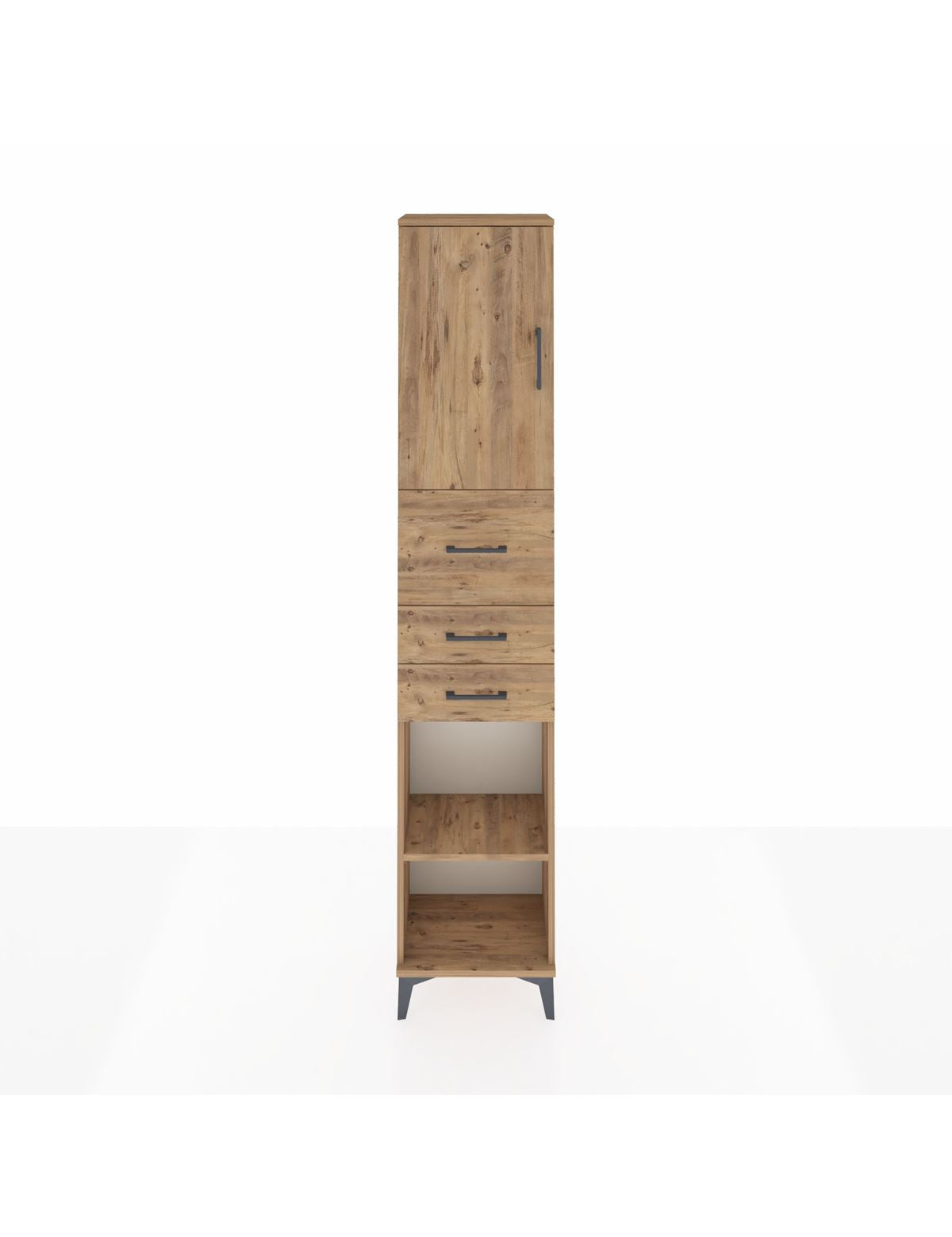 Arges Dolap 3 Raflı 3 Çekmeceli Tek Kapaklı 44x30x221 Çam-Çam