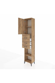 Arges Dolap 3 Raflı 3 Çekmeceli Tek Kapaklı 44x30x221 Çam-Çam