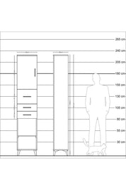 Arges Dolap 3 Raflı 3 Çekmeceli Tek Kapaklı 44x30x221 Çam-Çam