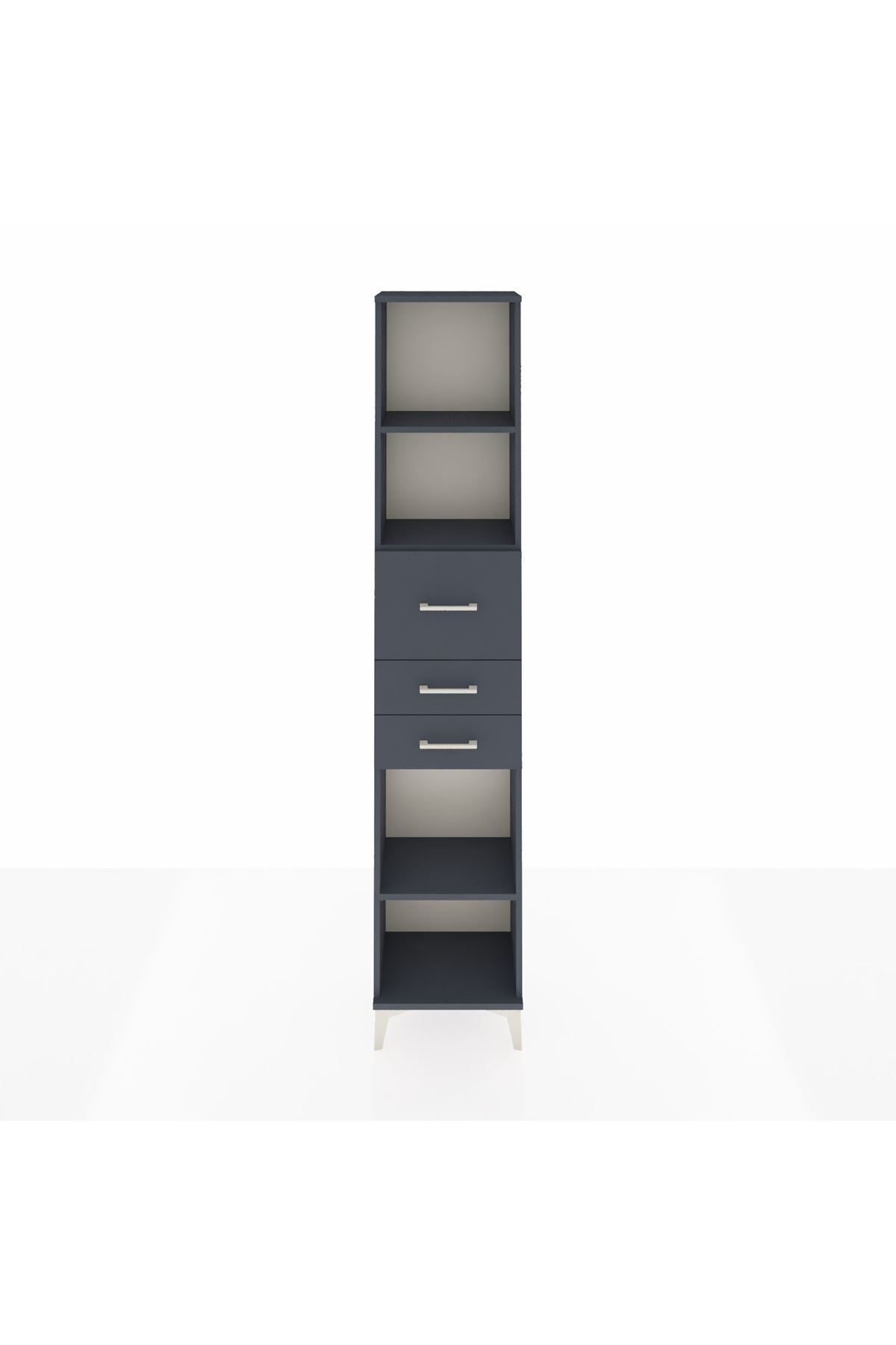 Arges Dolap 3 Raflı 3 Çekmeceli 44x30x221 Antrasit-Antrasit