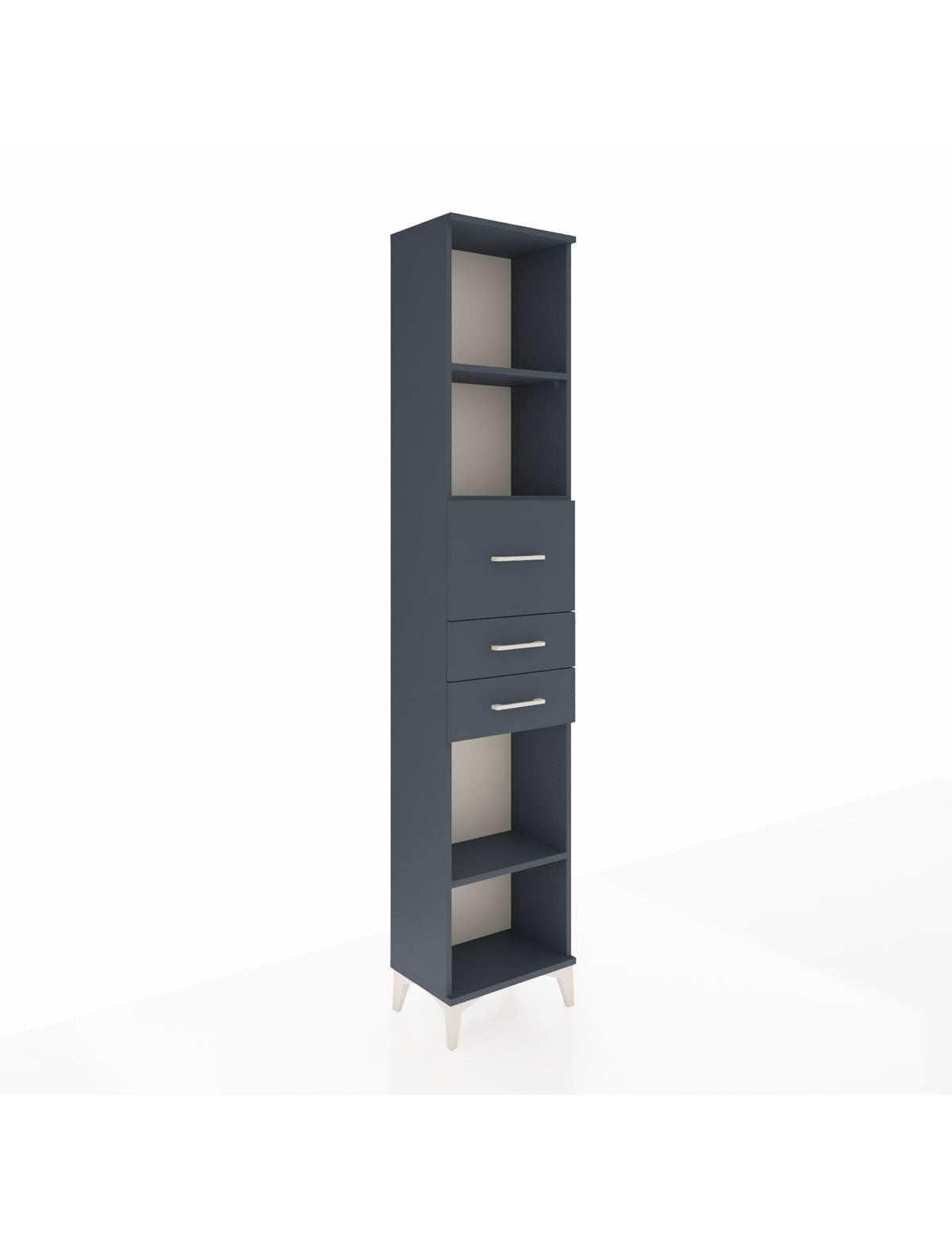 Arges Dolap 3 Raflı 3 Çekmeceli 44x30x221 Antrasit-Antrasit