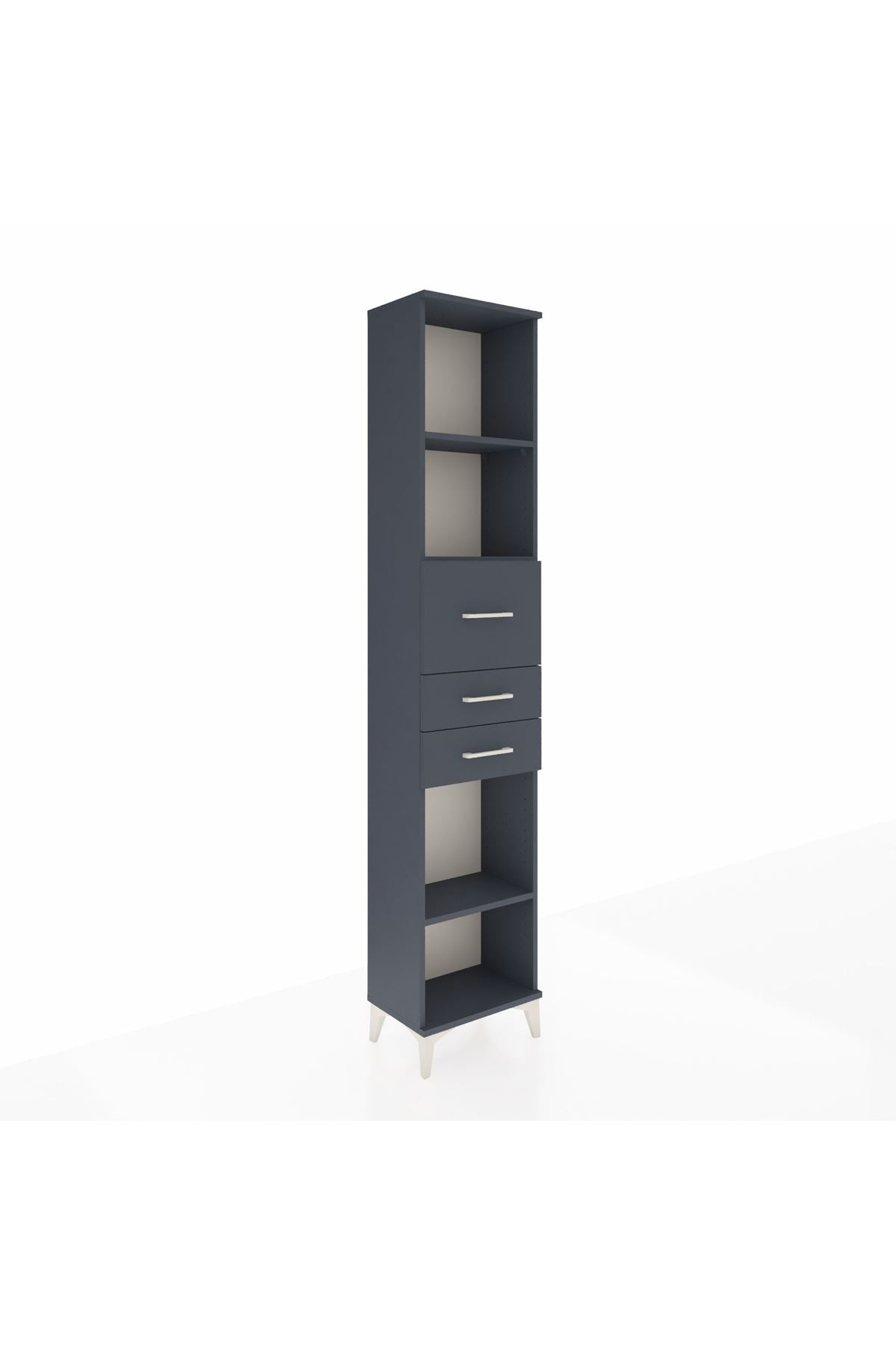 Arges Dolap 3 Raflı 3 Çekmeceli 44x30x221 Antrasit-Antrasit