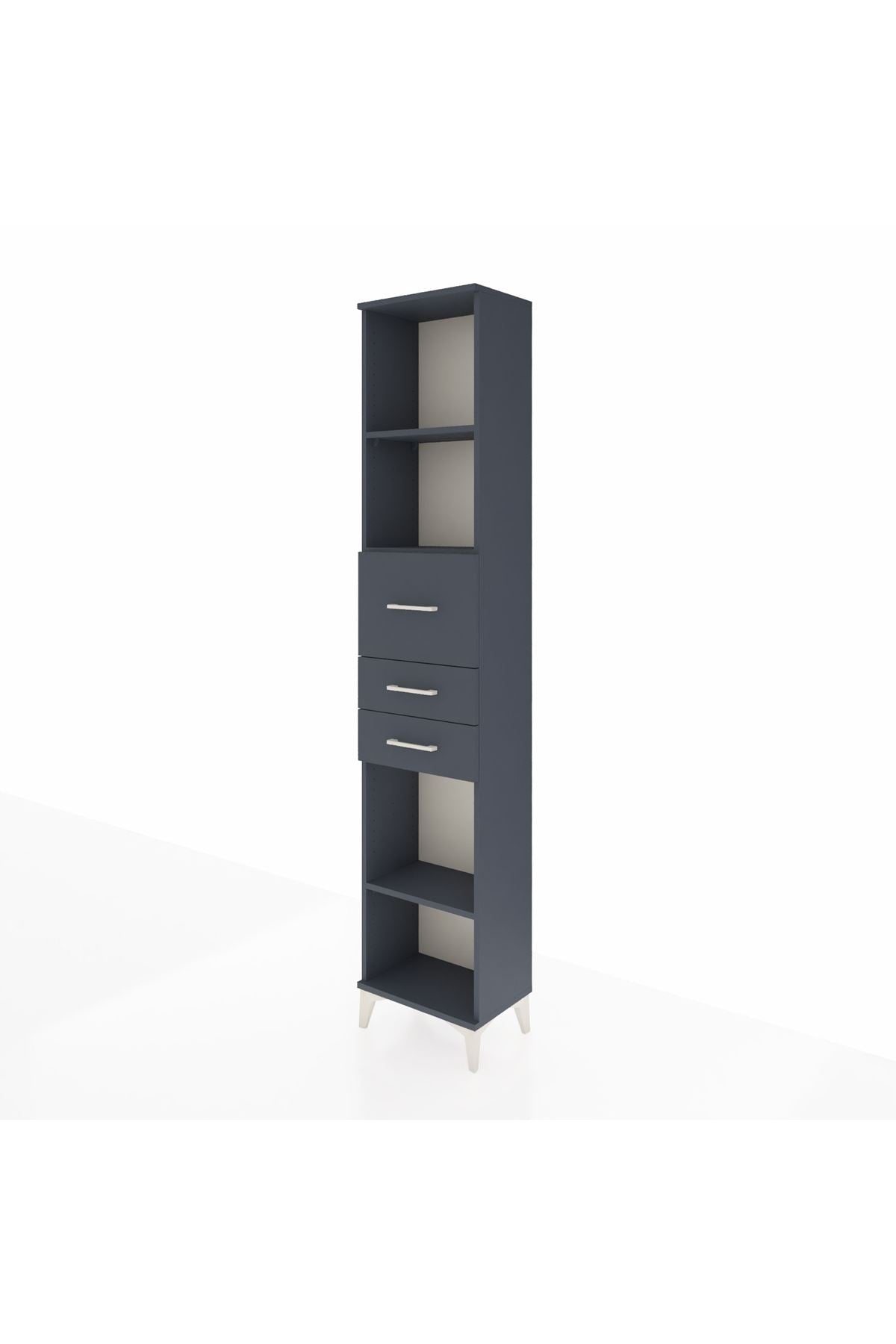 Arges Dolap 3 Raflı 3 Çekmeceli 44x30x221 Antrasit-Antrasit