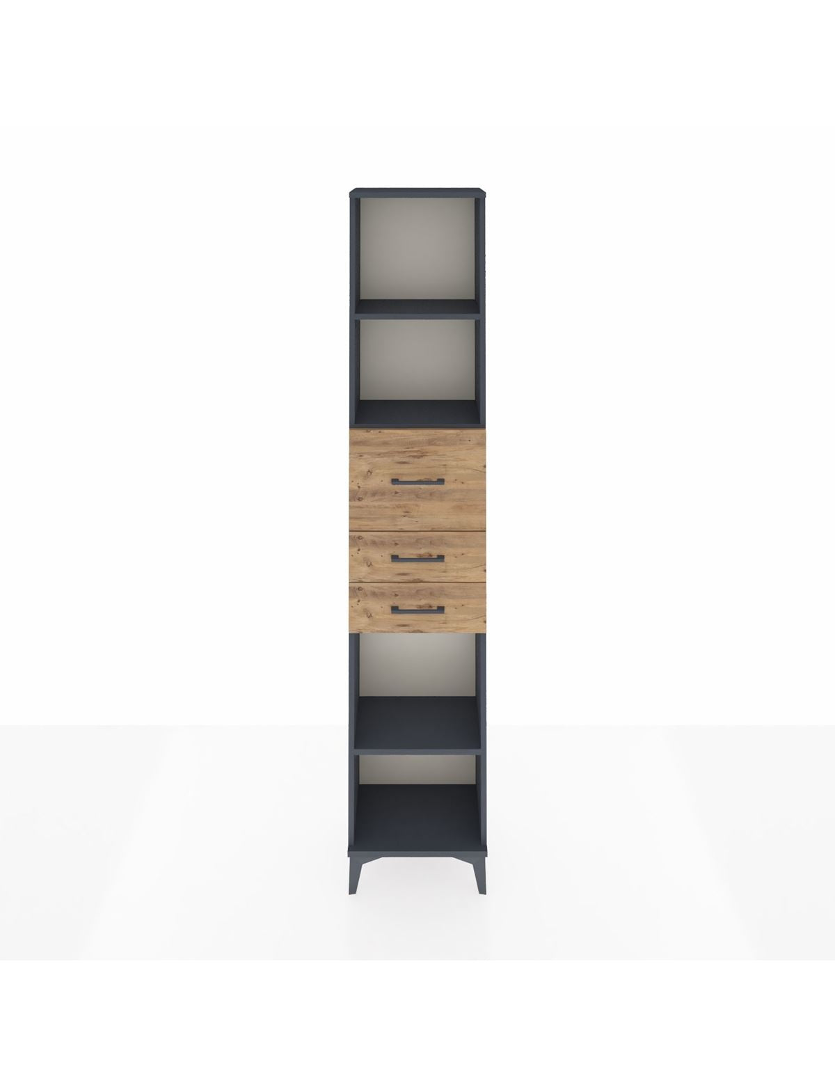 Arges Dolap 3 Raflı 3 Çekmeceli 44x30x221 Antrasit-Çam