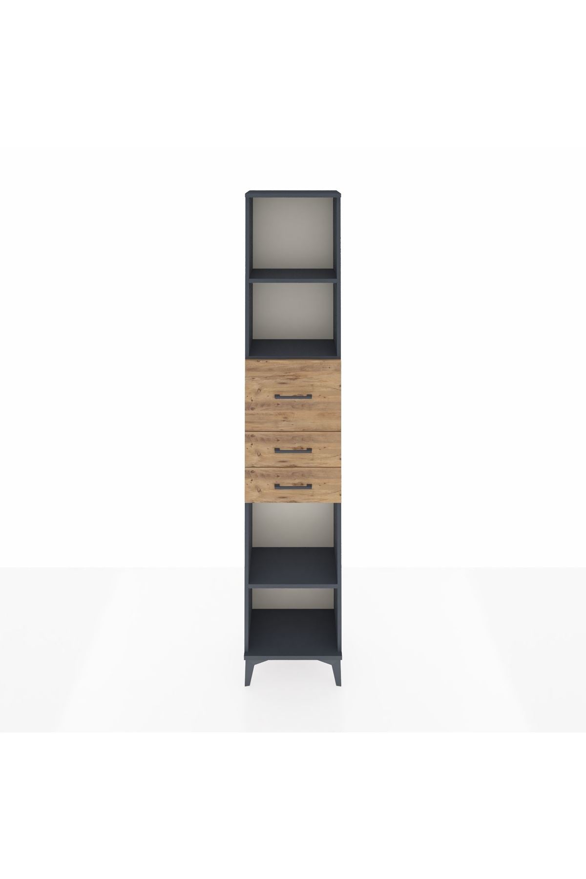 Arges Dolap 3 Raflı 3 Çekmeceli 44x30x221 Antrasit-Çam