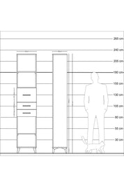 Arges Dolap 3 Raflı 3 Çekmeceli 44x30x221 Antrasit-Antrasit